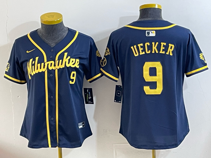 women Milwaukee Brewers #9 Uecker blue Nike MLB 2025 Jersey 001